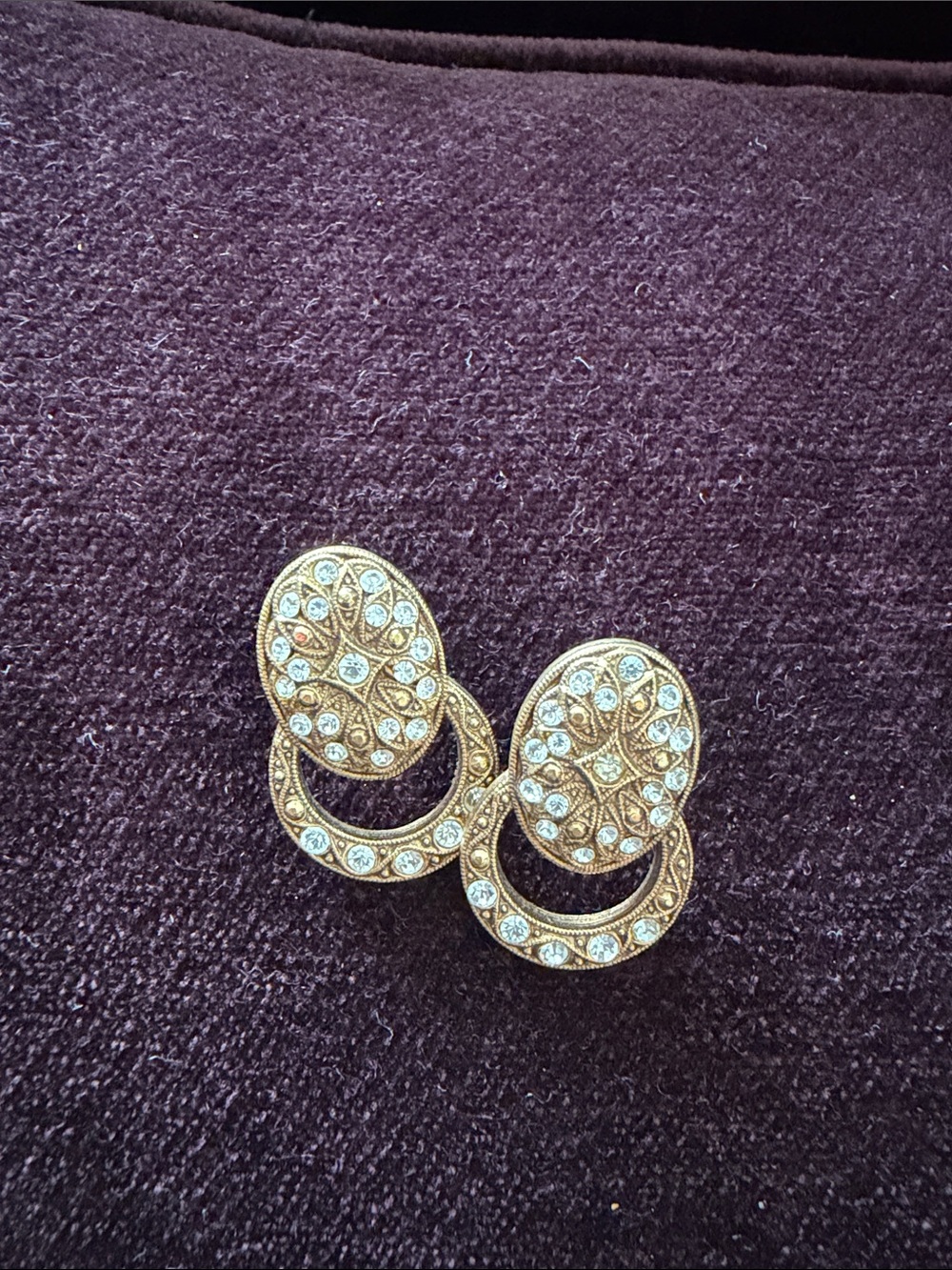 Gold-Tone Crystal Oval Drop Earrings - Women Jewelry